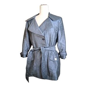 Jan Women's Blue Double Breasted Linen Blend Jacket 8 (Part Of Ensemble photo)